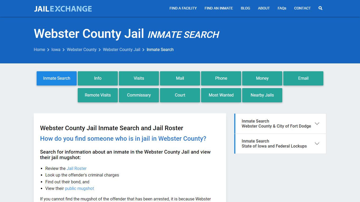 Inmate Search: Roster & Mugshots - Webster County Jail, IA