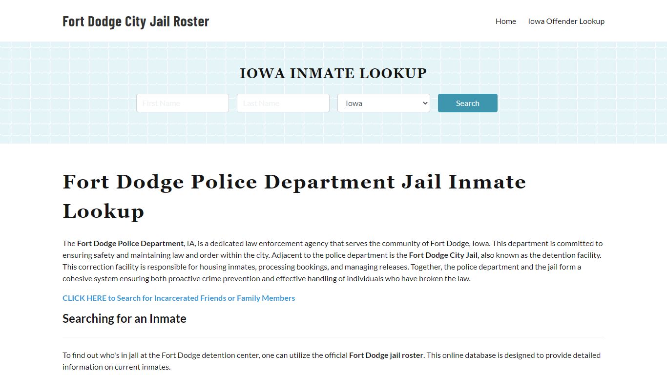 Fort Dodge Police Department & City Jail, IA Inmate Roster, Arrests ...