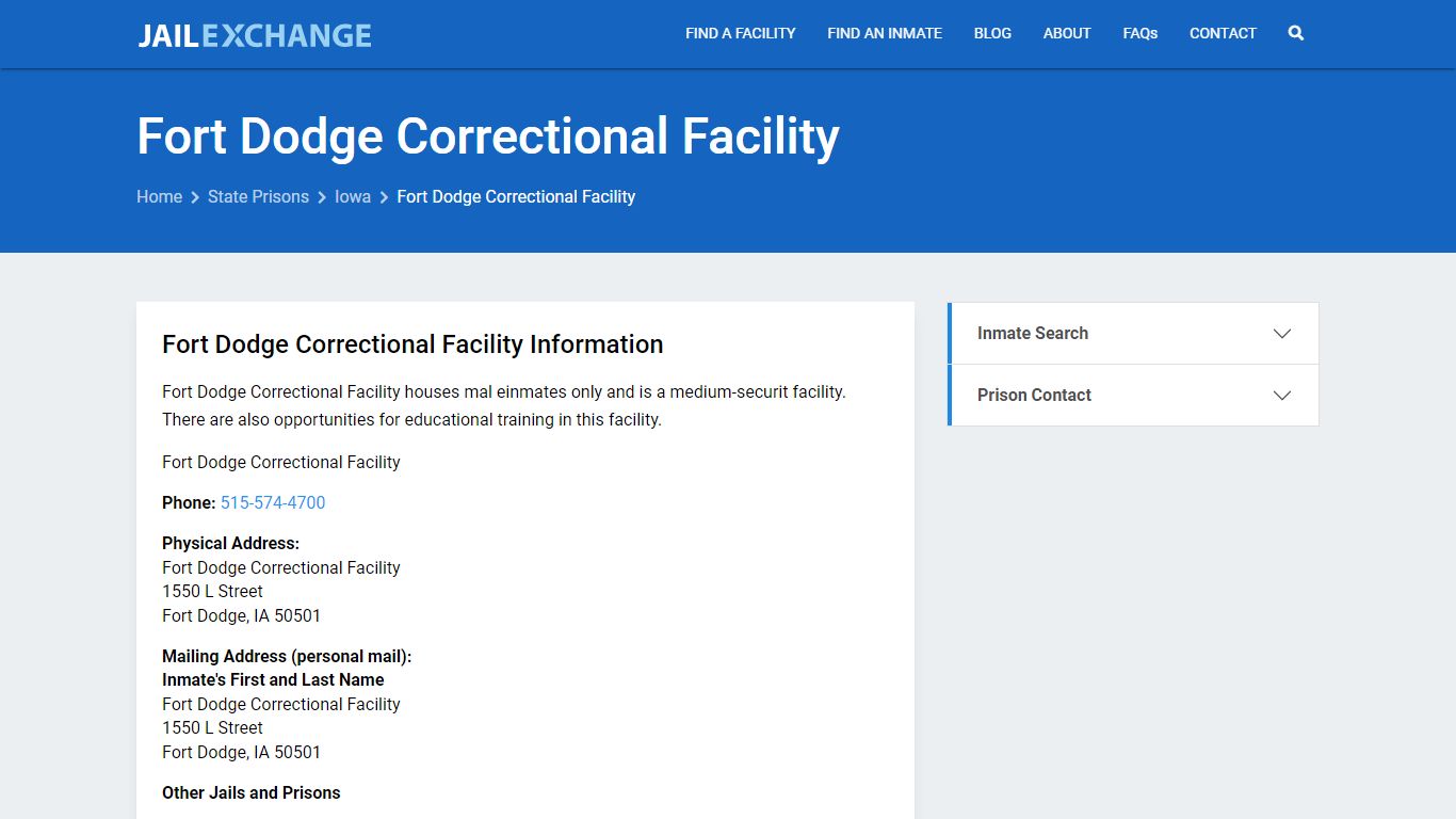 Fort Dodge Correctional Facility Inmate Search, IA - Jail Exchange
